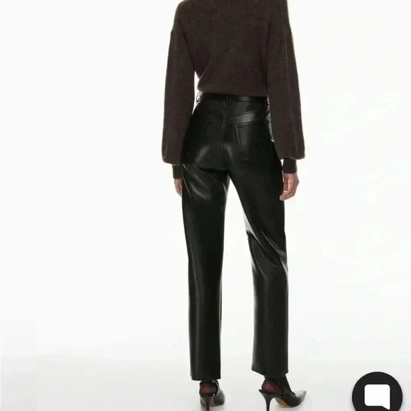 ARITZIA WILFRED VEGAN LEATHER STRAIGHT CROPPED HIGHRISE MELINA PANTS SZ 6 - Picture 10 of 12